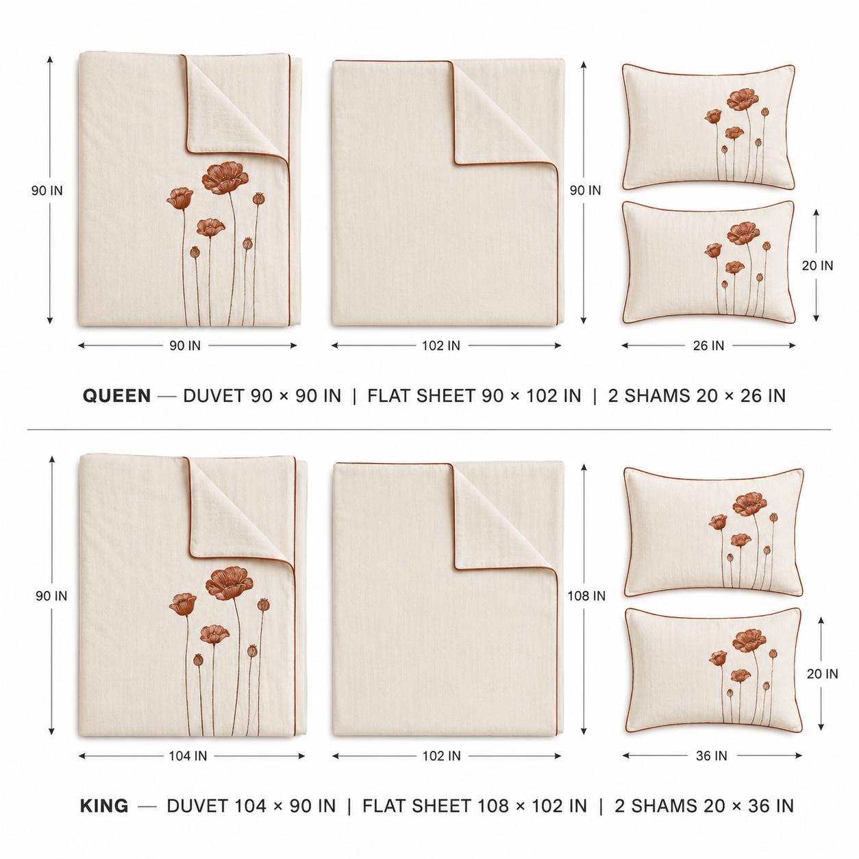 Poppy Russet Four-Piece Bedding Set