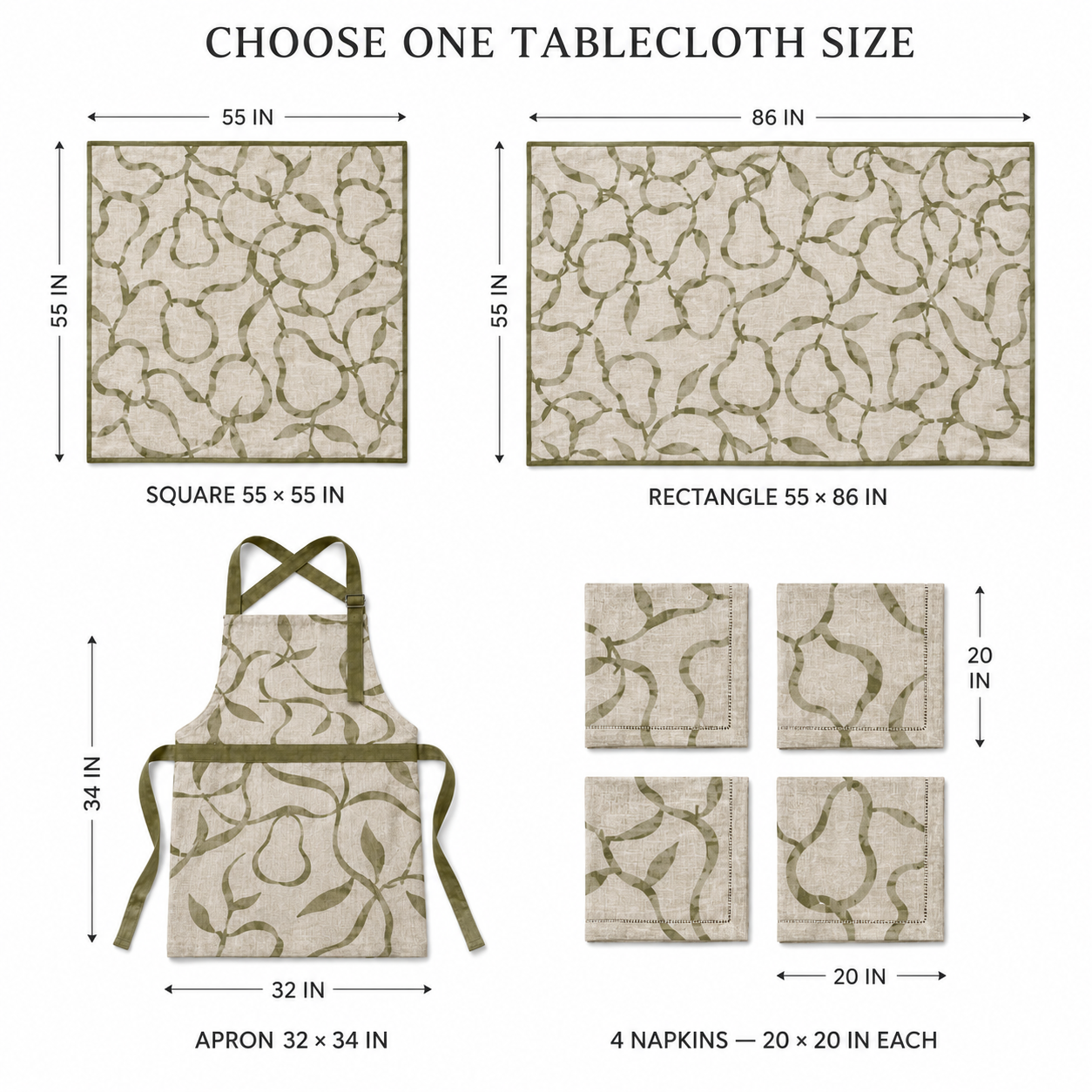 Pearwood Ribbon Dining Textile Set