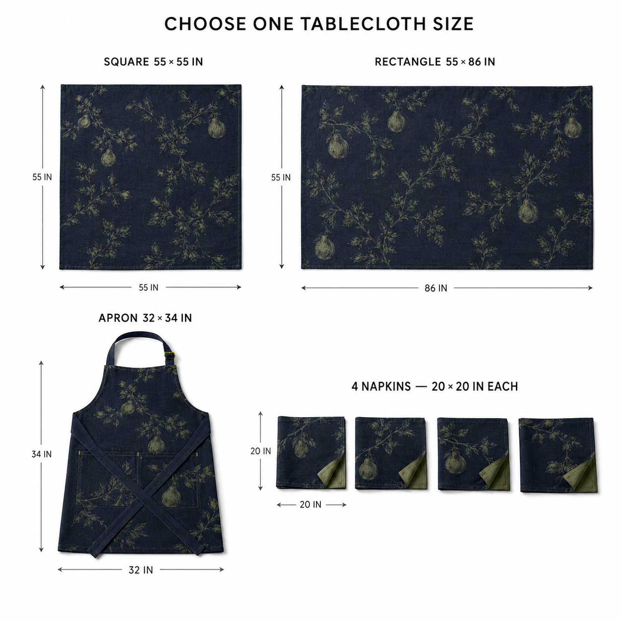 Night Orchard Dining Textile Set