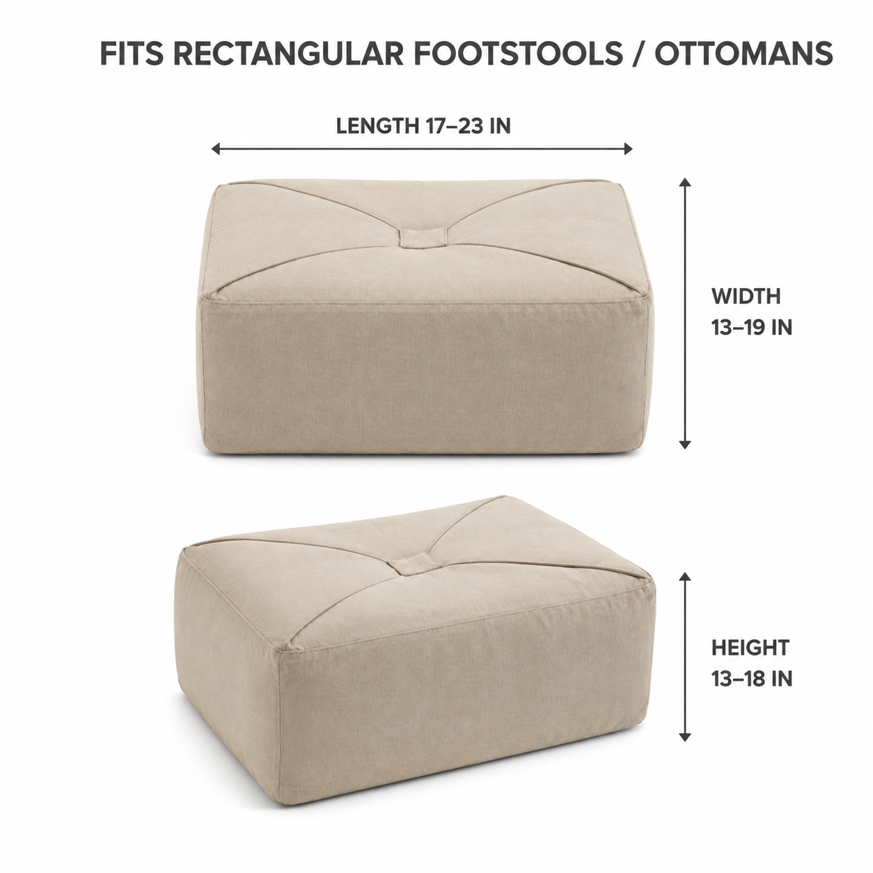 Compass Tuck Footstool Cover