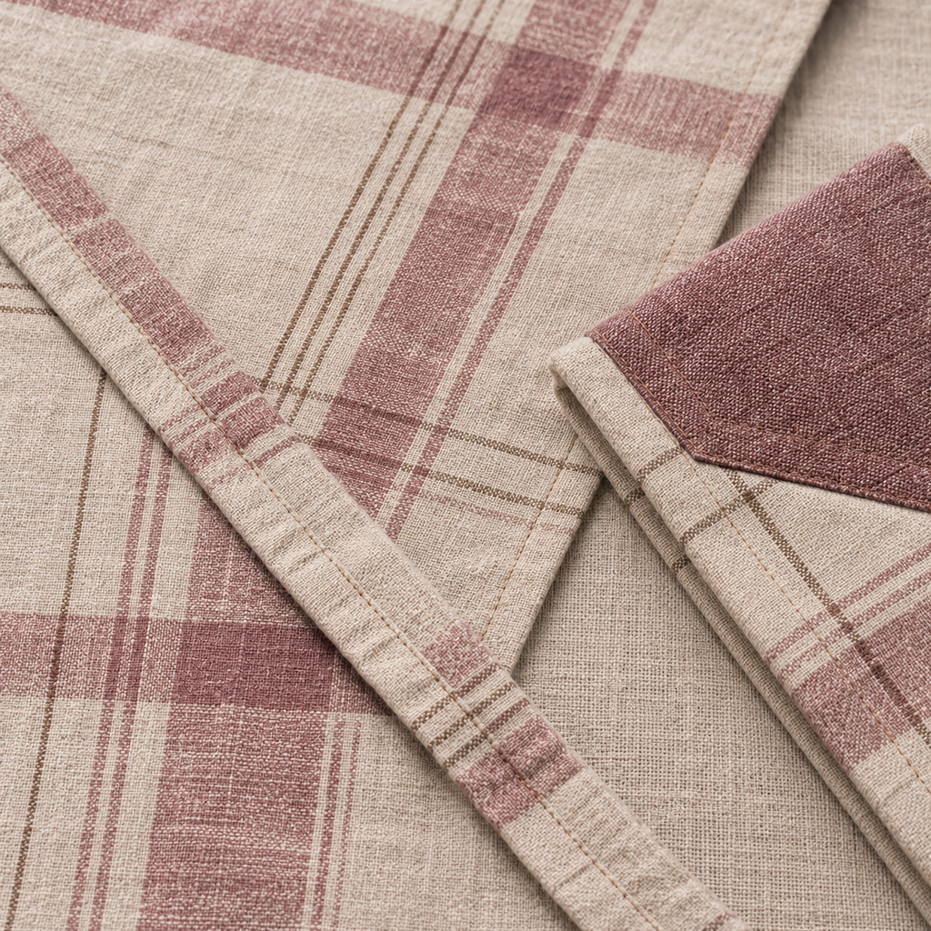 Smoke Rose Plaid Dining Textile Set