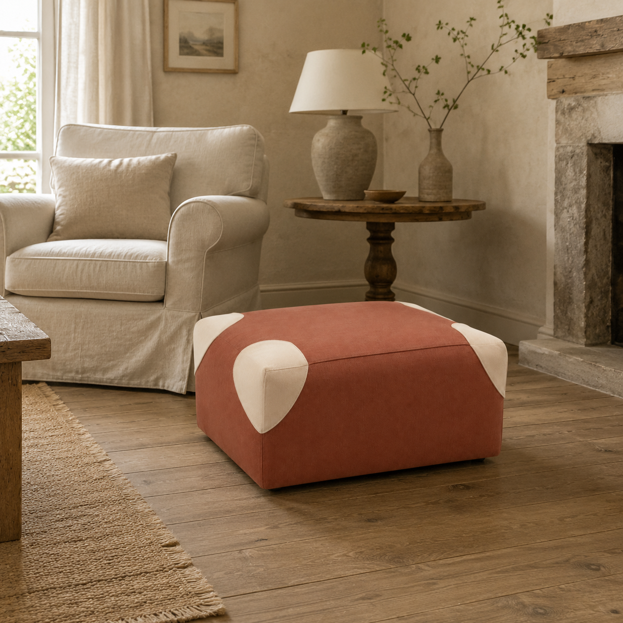 Petal-Corner Footstool Cover