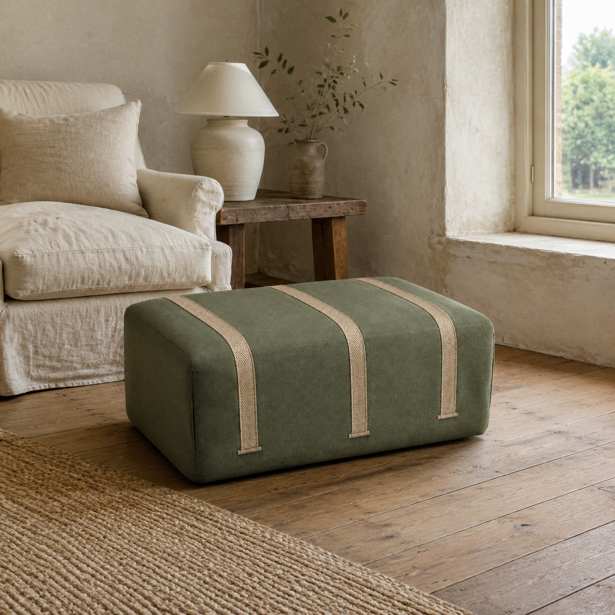 Woven Rail Footstool Cover