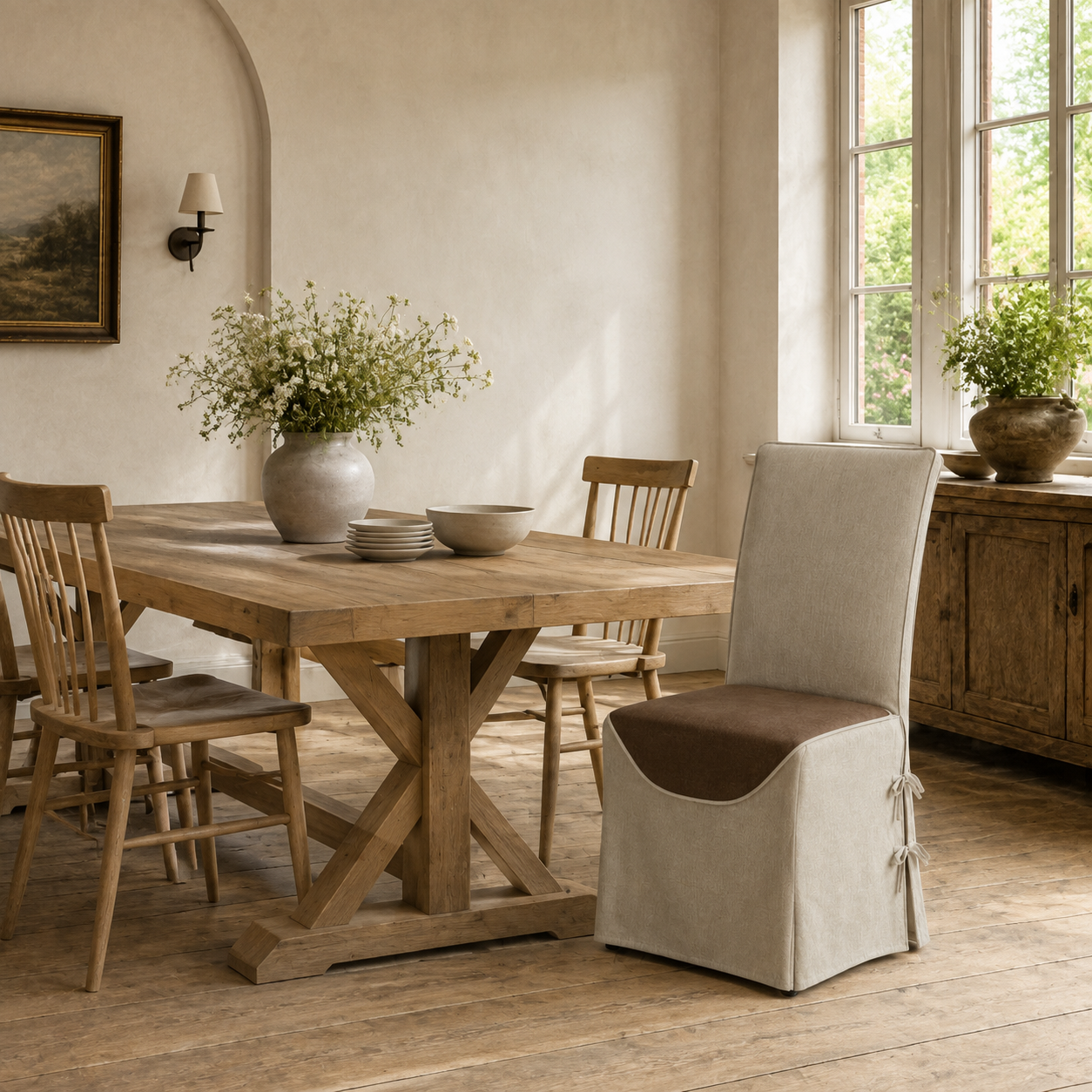 Saddle-Skirt Dining Chair Cover