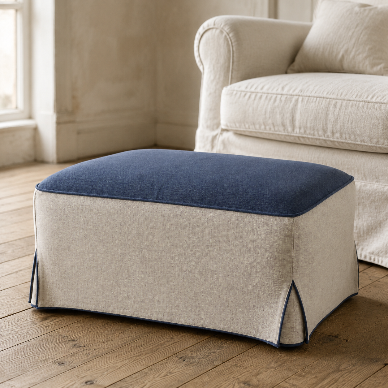 Lantern Hem Footstool Cover