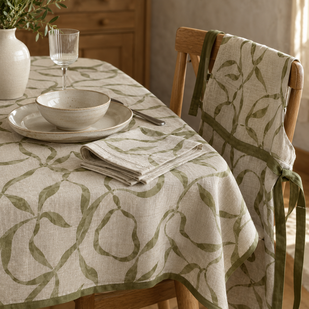 Pearwood Ribbon Dining Textile Set