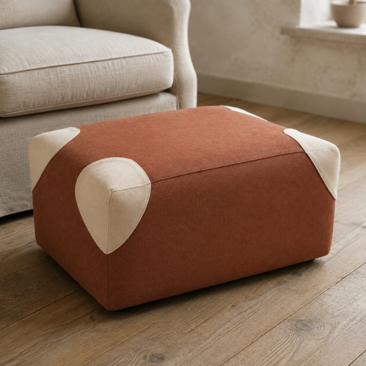 Petal-Corner Footstool Cover