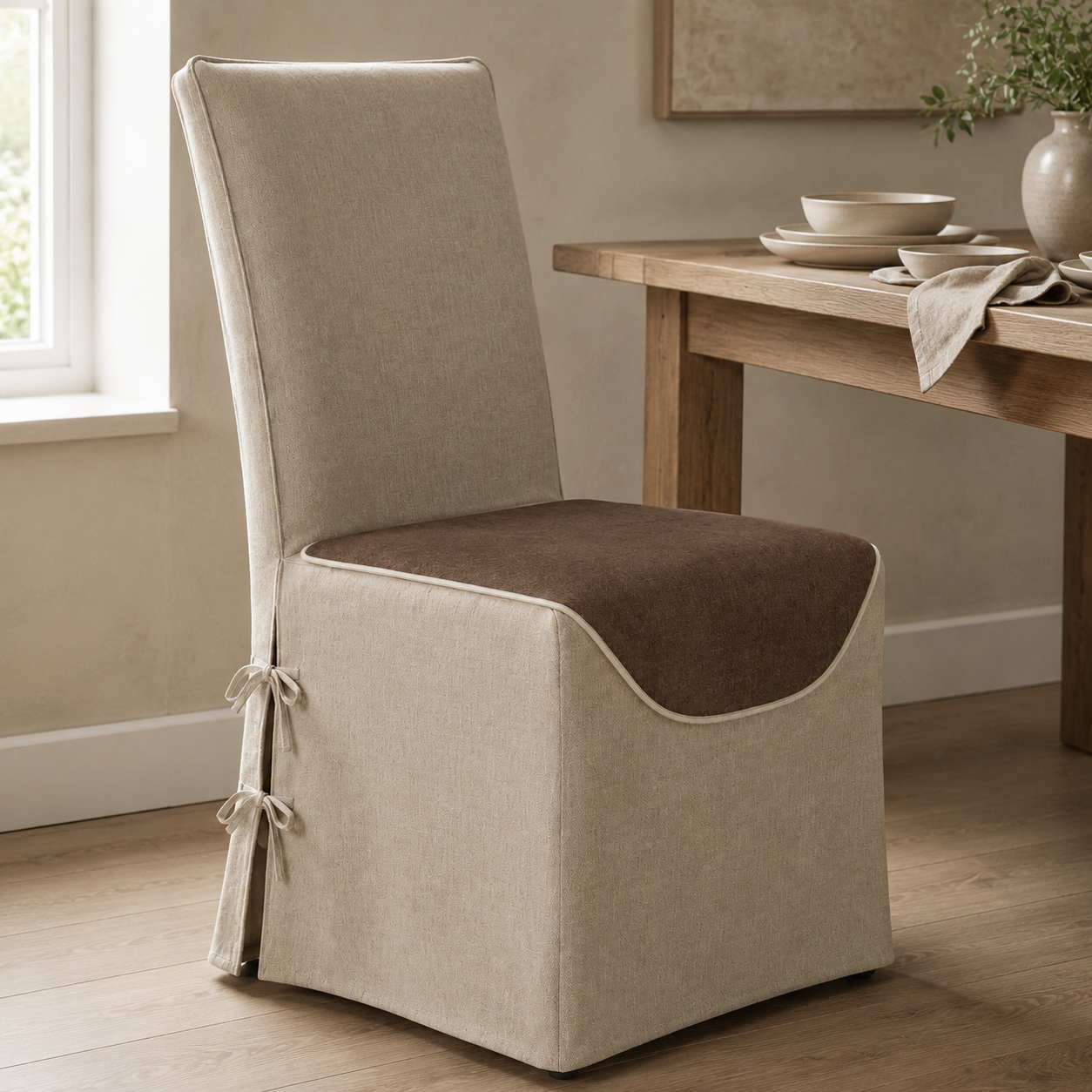 Saddle-Skirt Dining Chair Cover