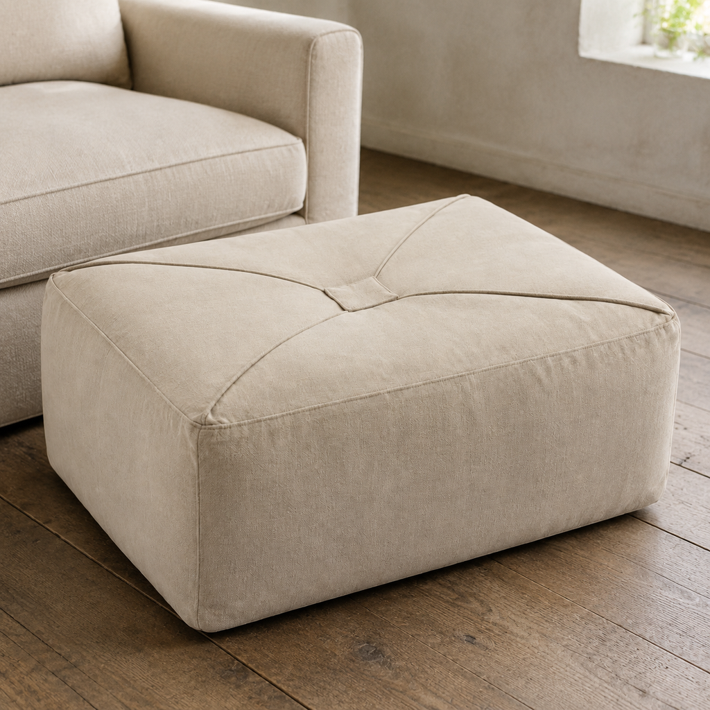 Compass Tuck Footstool Cover