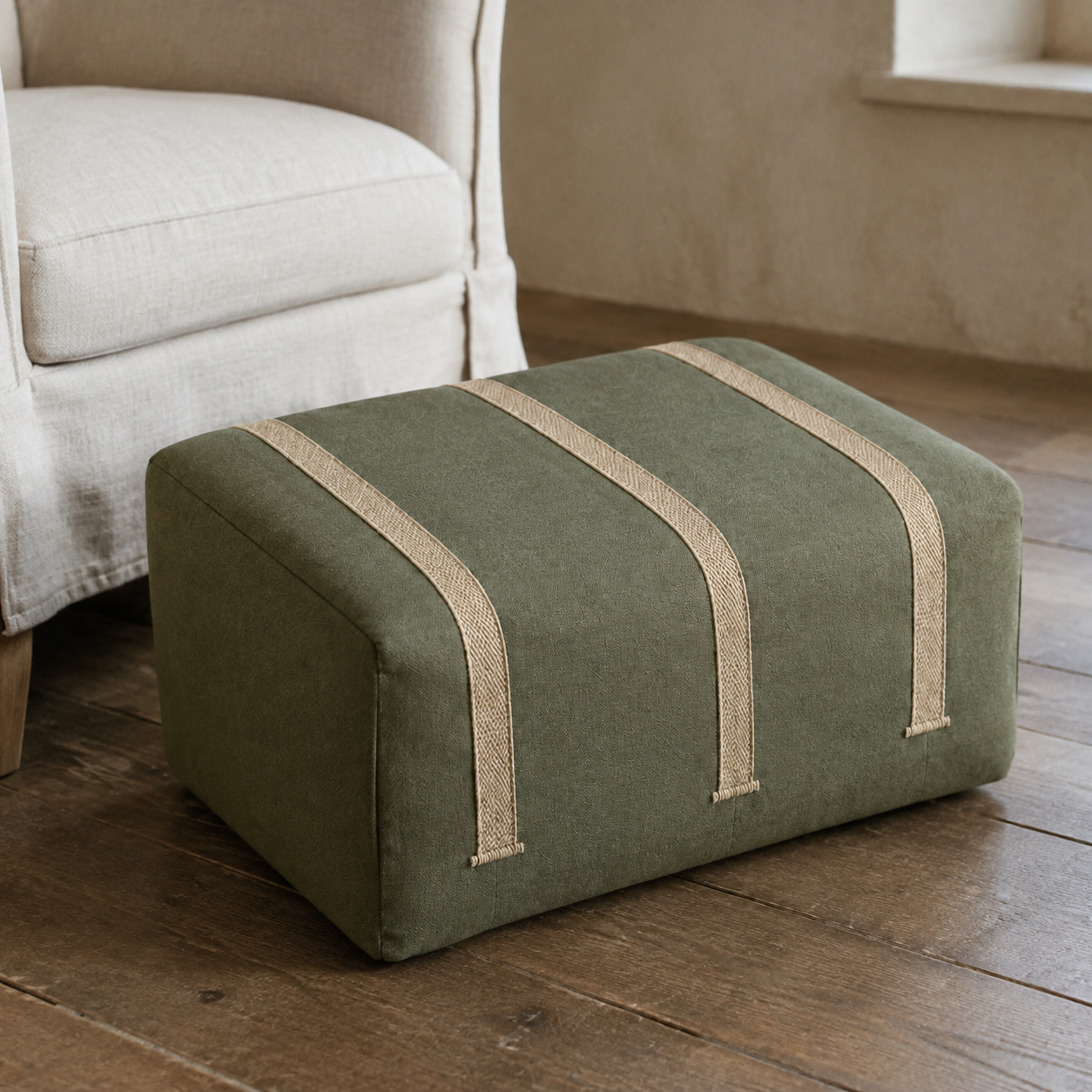 Woven Rail Footstool Cover